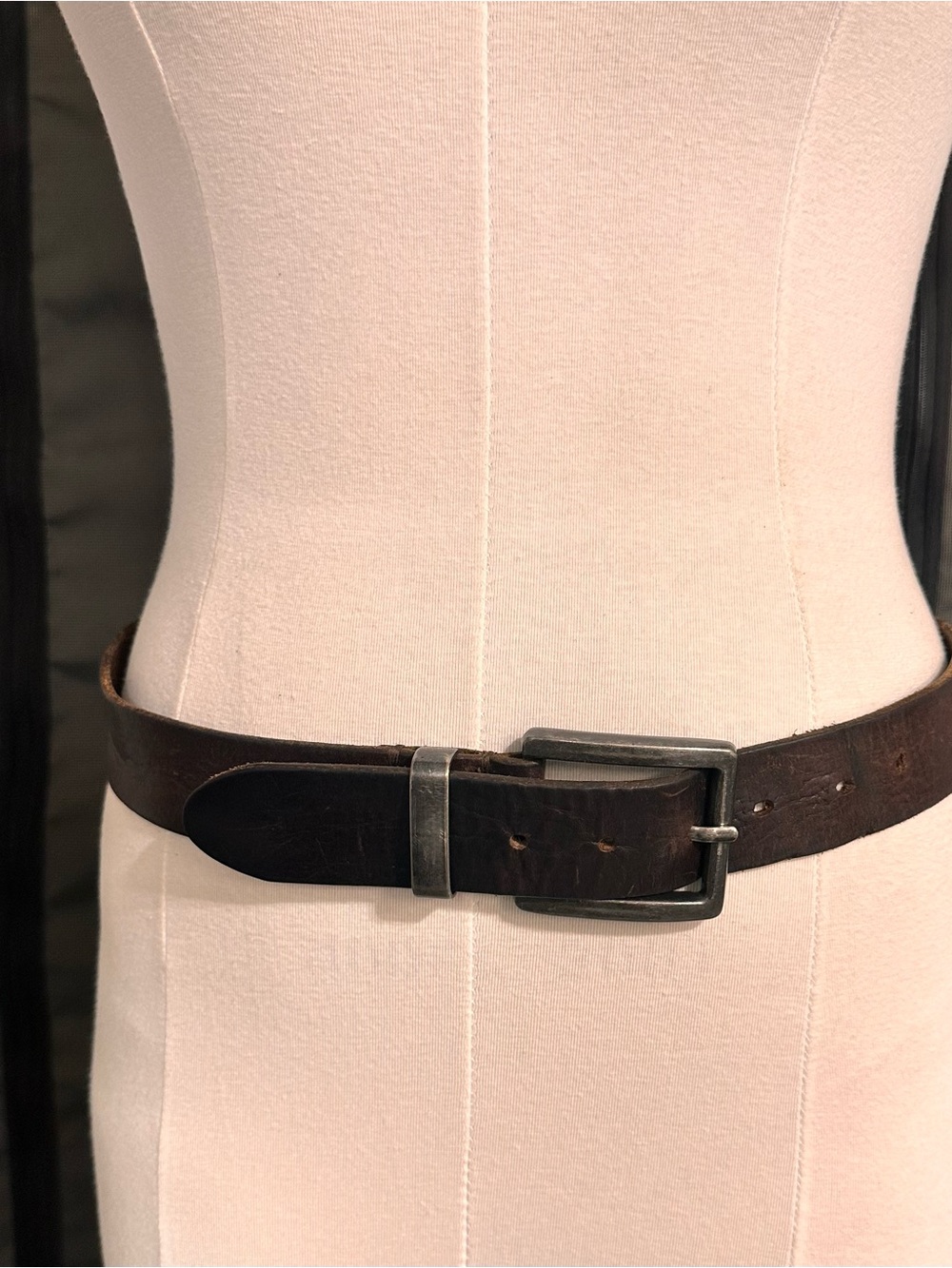 Classic Men's Brown Leather Belt with Metal Buckle